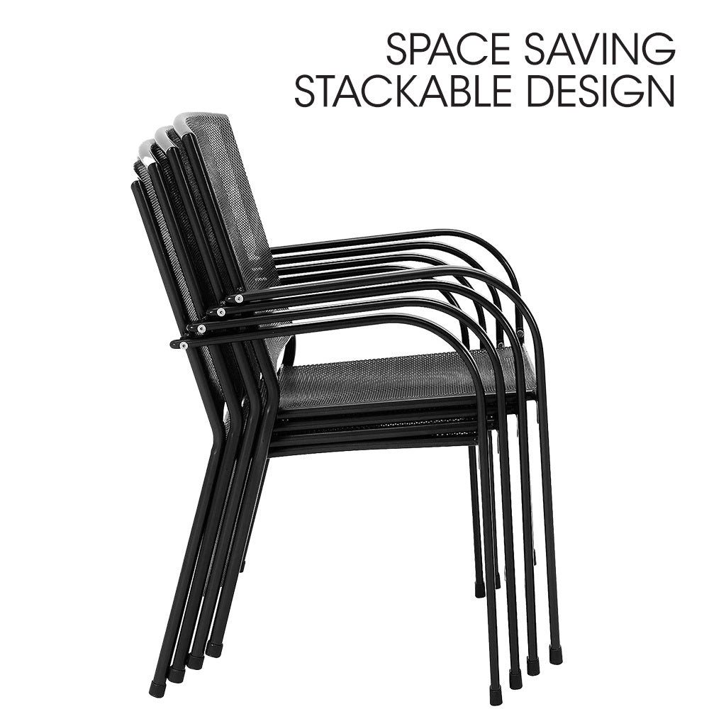 Fortia 4-Piece Outdoor Dining Chair Set E-Coated Stackable
