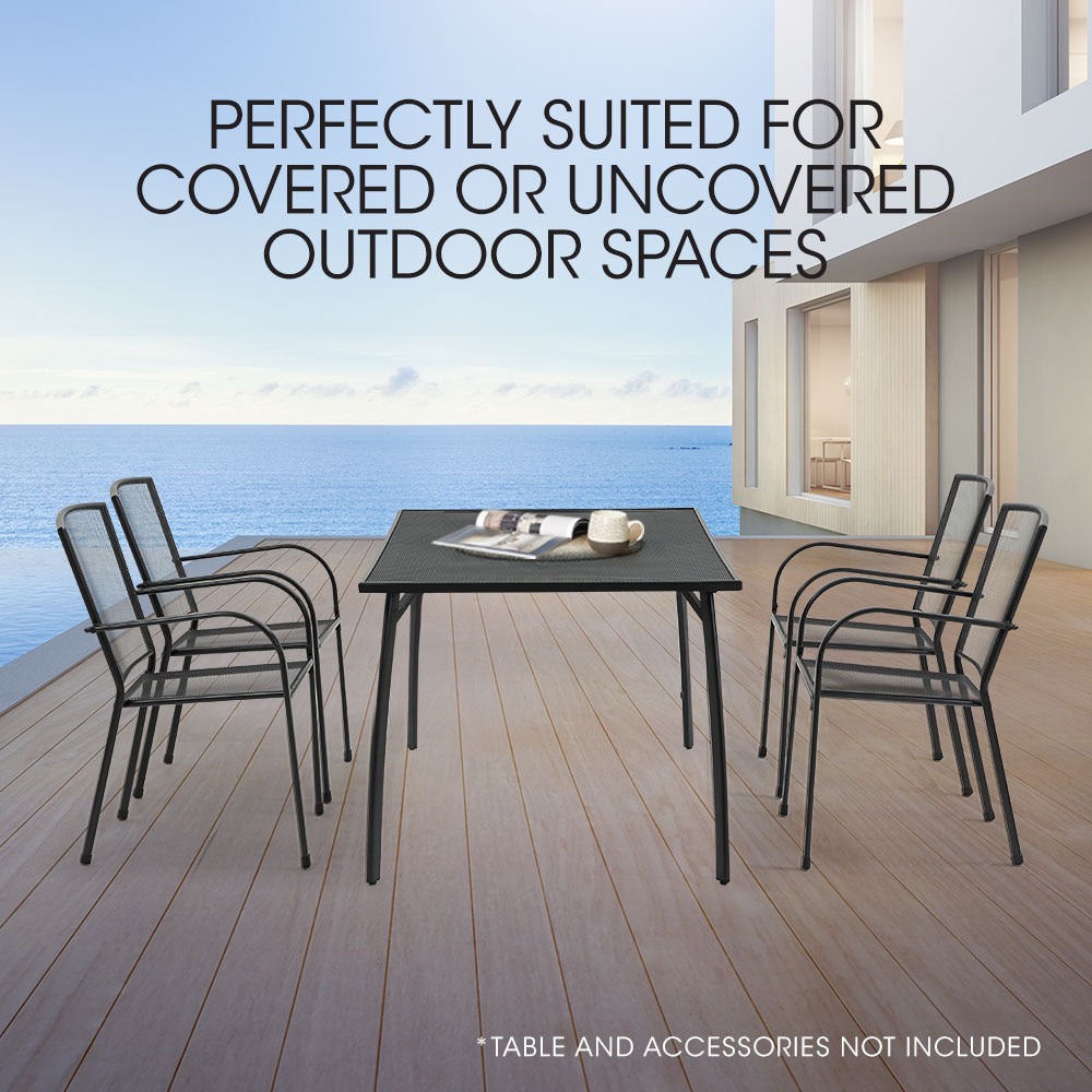 Fortia 4-Piece Outdoor Dining Chair Set E-Coated Stackable