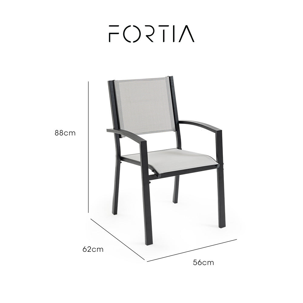 Fortia 4-Piece Outdoor Dining Chair Set Black/Grey
