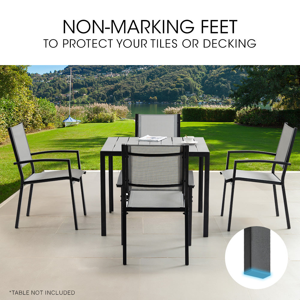 Fortia 4-Piece Outdoor Dining Chair Set Black/Grey