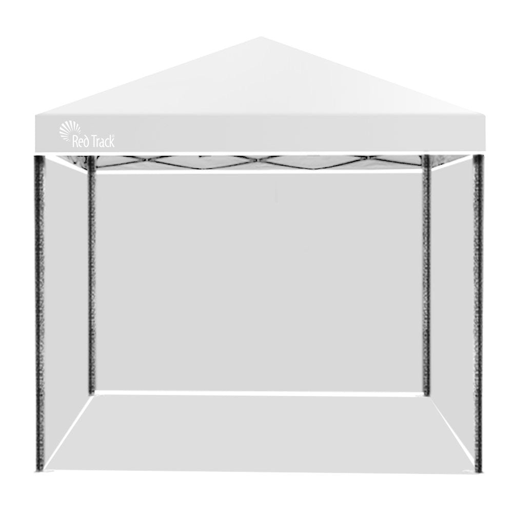 Compact 3x3m Folding Gazebo, Steel Frame, Grey/White - Red Track