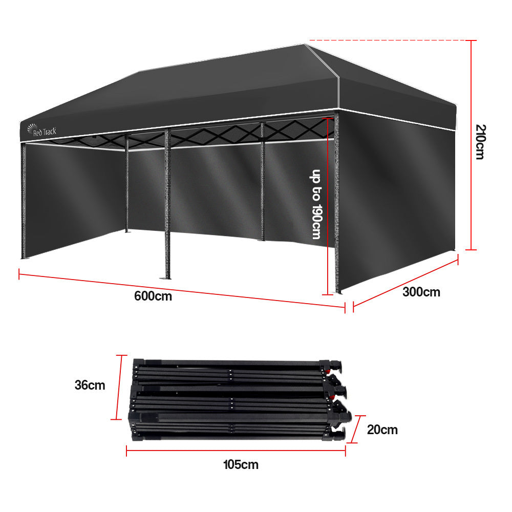 Durable 3x6m Folding Gazebo with Walls & Lamp - Red Track