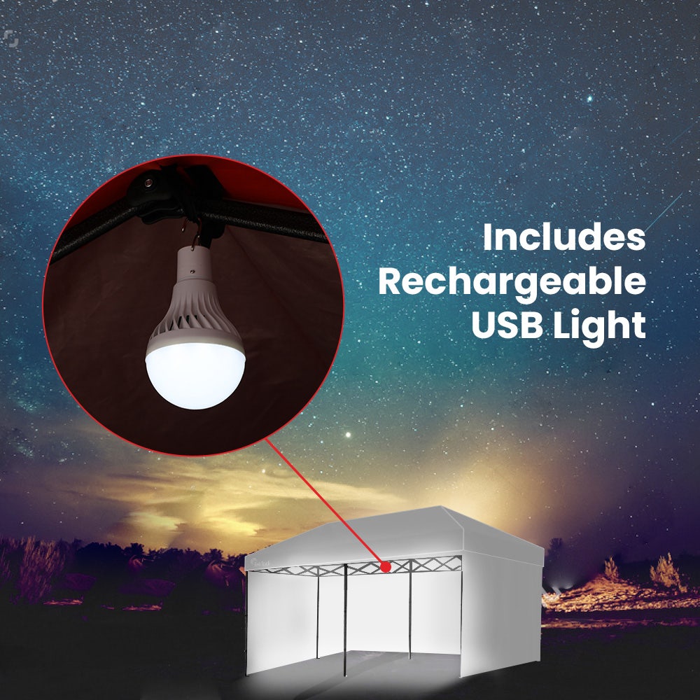 Red Track 6x3m Gazebo Accessory Pack White Walls Bag LED Light