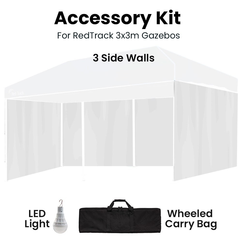 Red Track 6x3m Gazebo Accessory Pack White Walls Bag LED Light