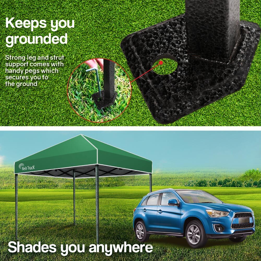 Portable Green 3x3m Gazebo, Steel Frame, Easy Setup - Red Track