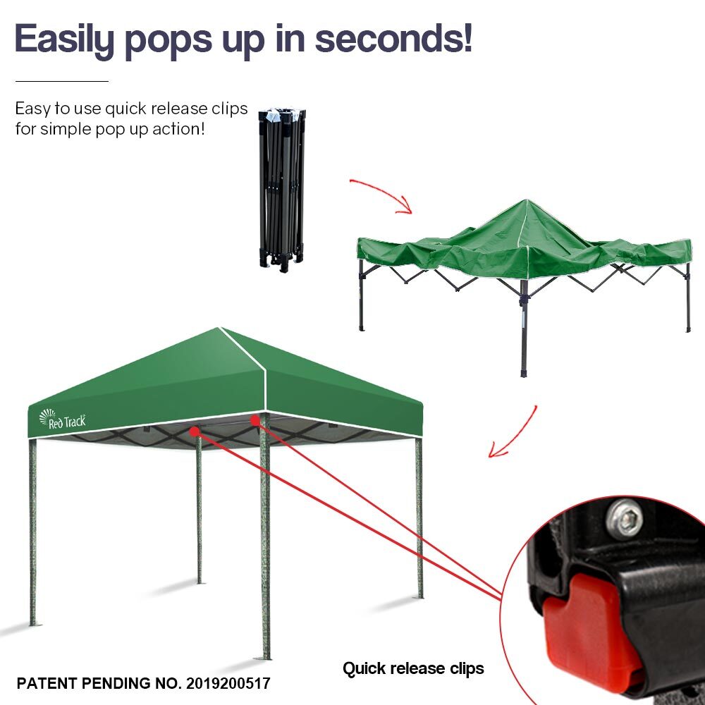 Portable Green 3x3m Gazebo, Steel Frame, Easy Setup - Red Track