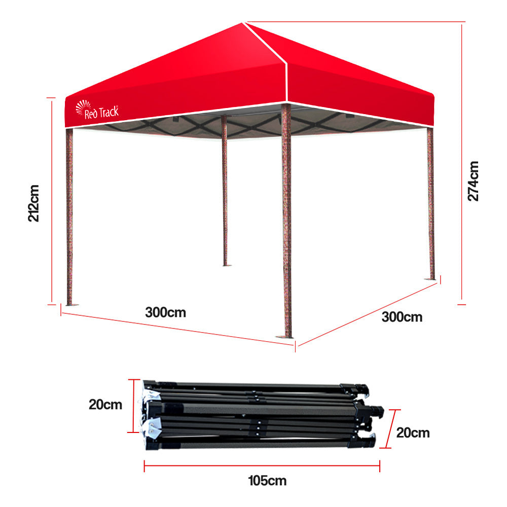 Super Strong 3x3m Folding Gazebo, Red, Pop-Up, Outdoor – Red Track