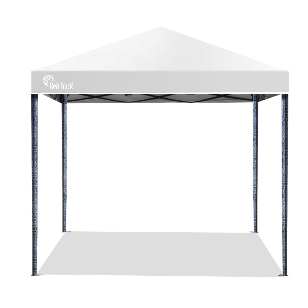 Portable 3x3m Folding Gazebo, Steel Frame, Light Grey - Red Track