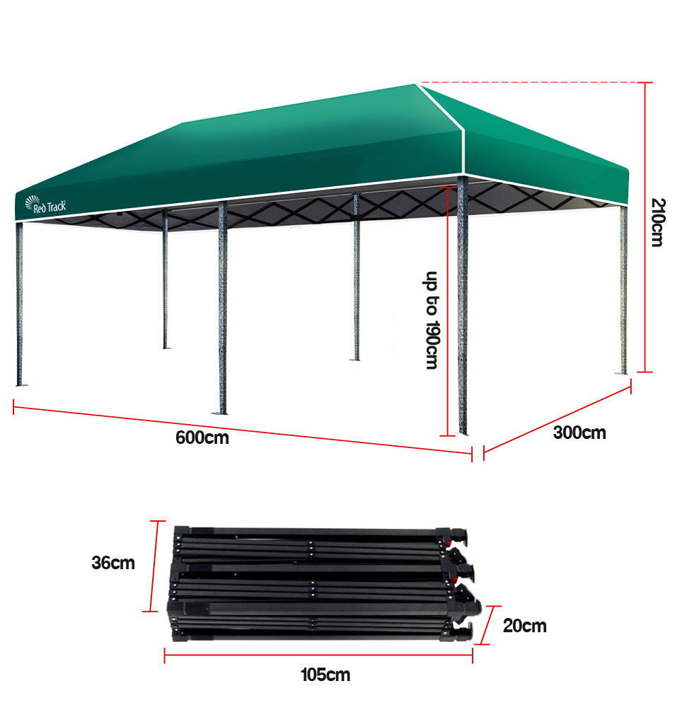 Premium 3x6m Folding Gazebo with Strong Steel Frame - Red Track