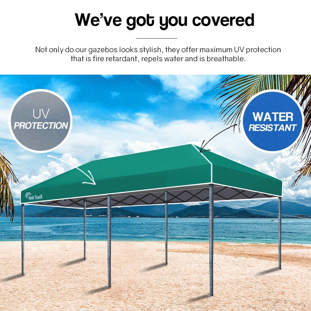 Premium 3x6m Folding Gazebo with Strong Steel Frame - Red Track