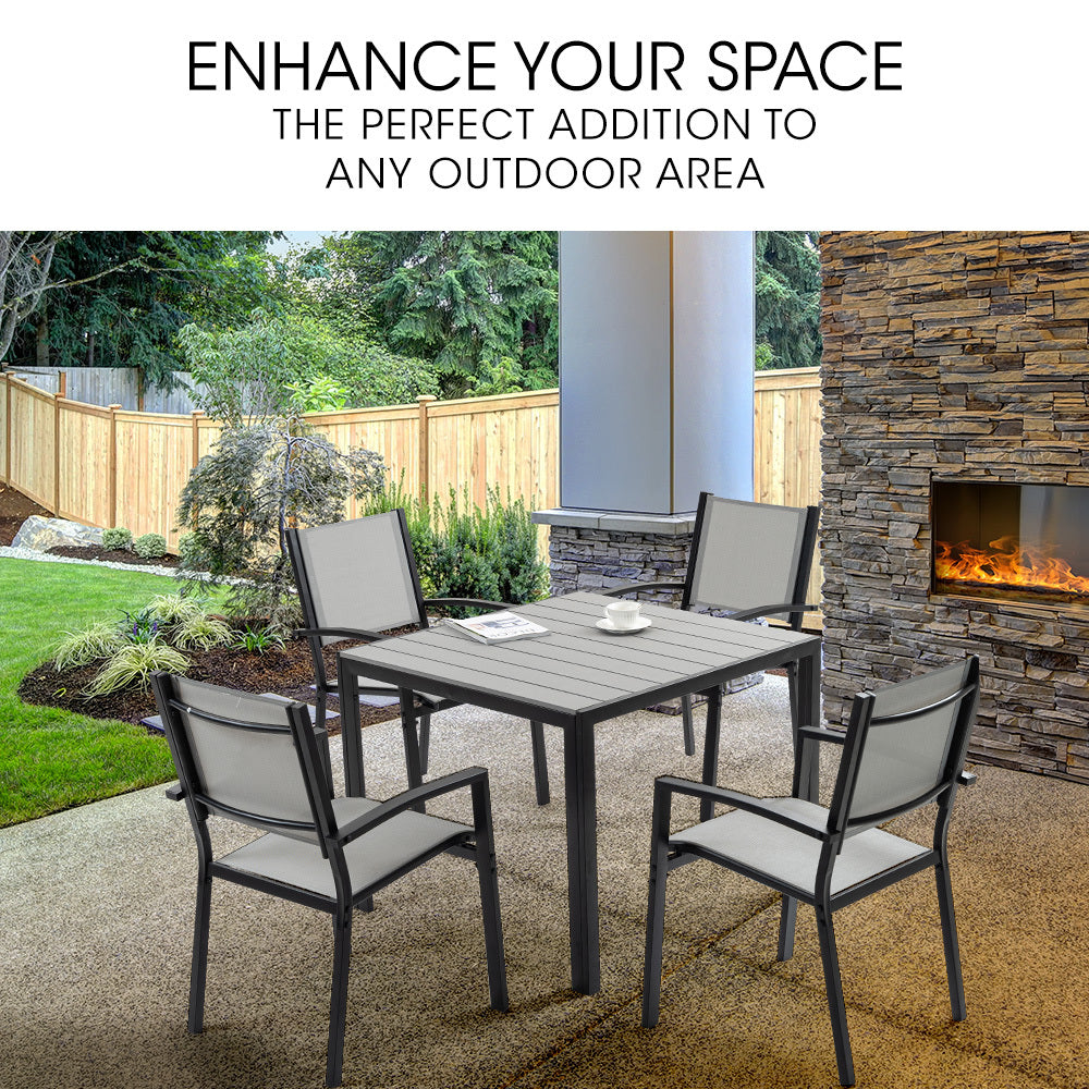 Fortia 5-Piece Outdoor Dining Set 90cm Table Chairs Rust-Resistant