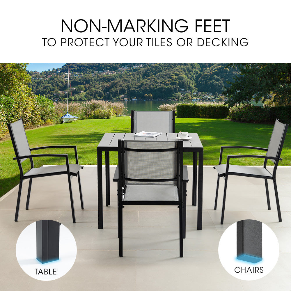 Fortia 5-Piece Outdoor Dining Set 90cm Table Chairs Rust-Resistant