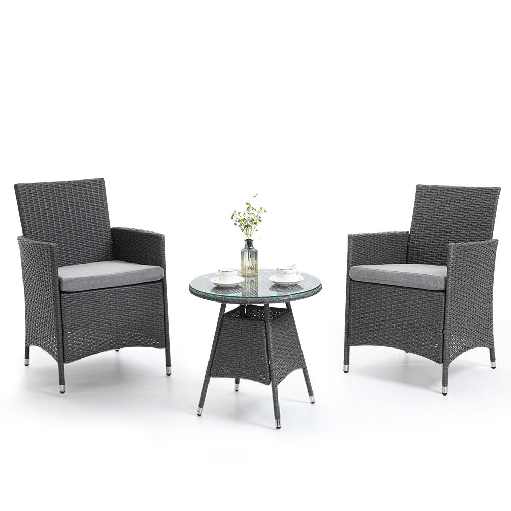 UV-Resistant 3 Piece Outdoor Set, Table & Chairs - London Rattan