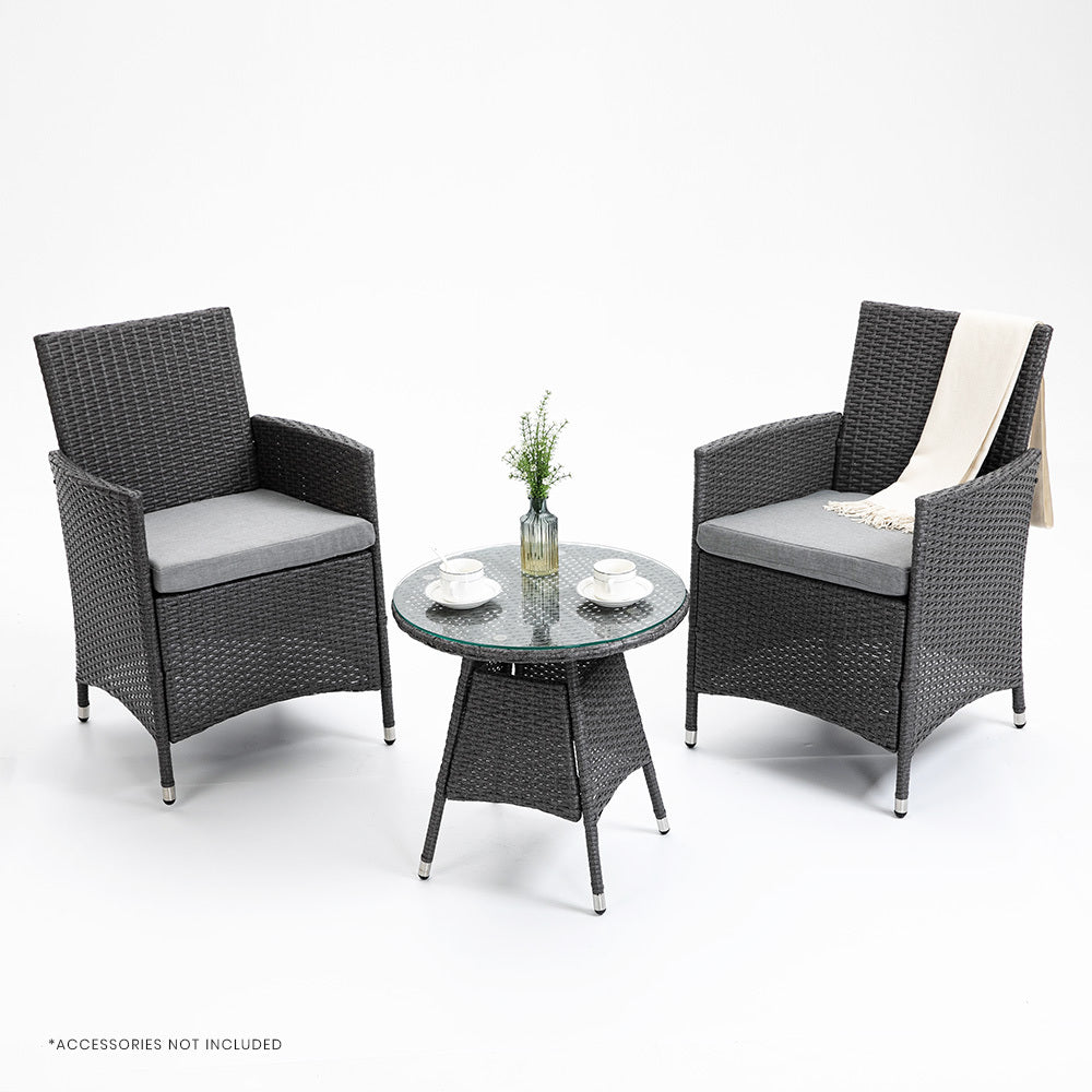 UV-Resistant 3 Piece Outdoor Set, Table & Chairs - London Rattan