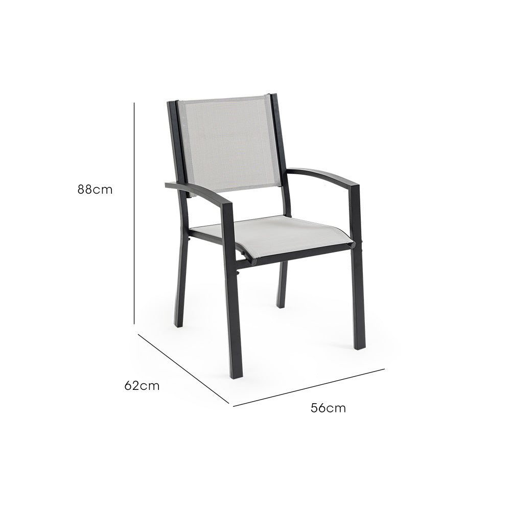 Fortia 6-Piece Outdoor Dining Chair Set Black/Grey