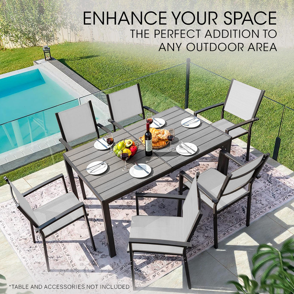 Fortia 6-Piece Outdoor Dining Chair Set Black/Grey