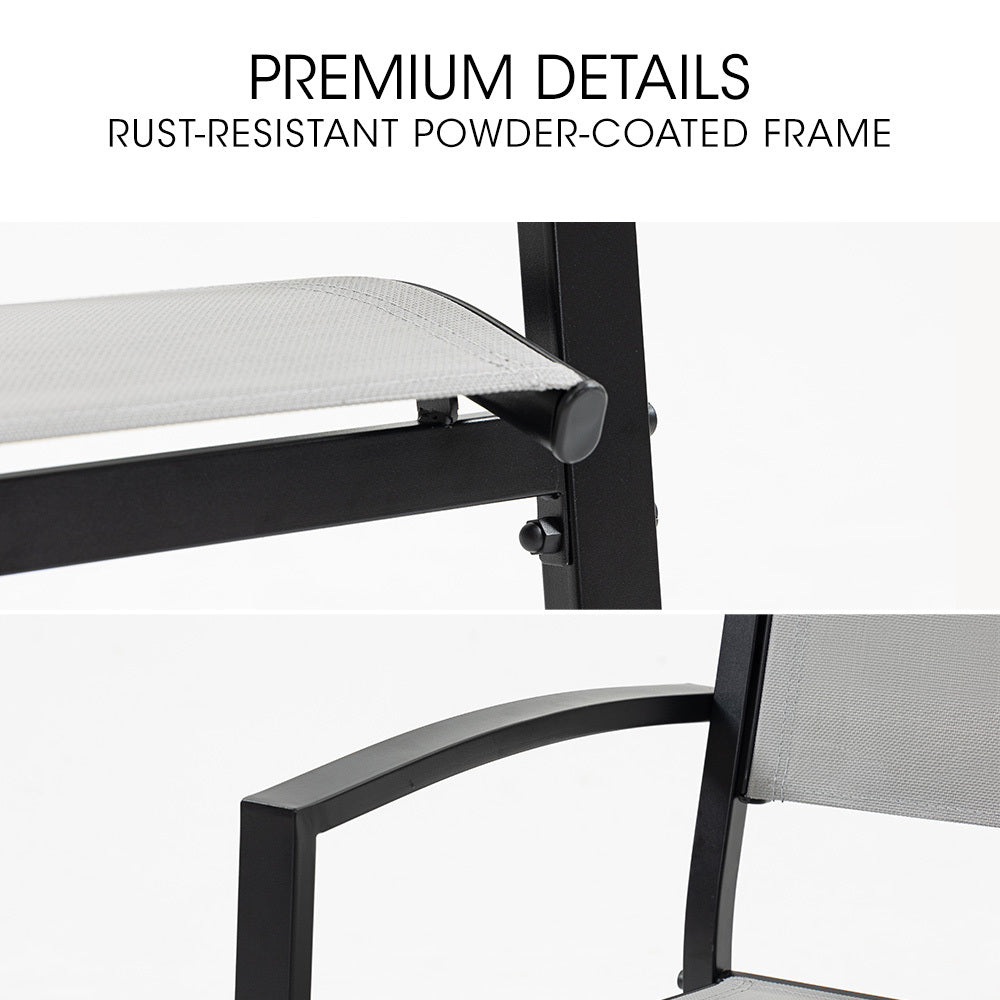 Fortia 6-Piece Outdoor Dining Chair Set Black/Grey