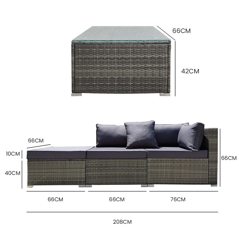 Modular 4 Piece Outdoor Lounge Set, Grey - London Rattan