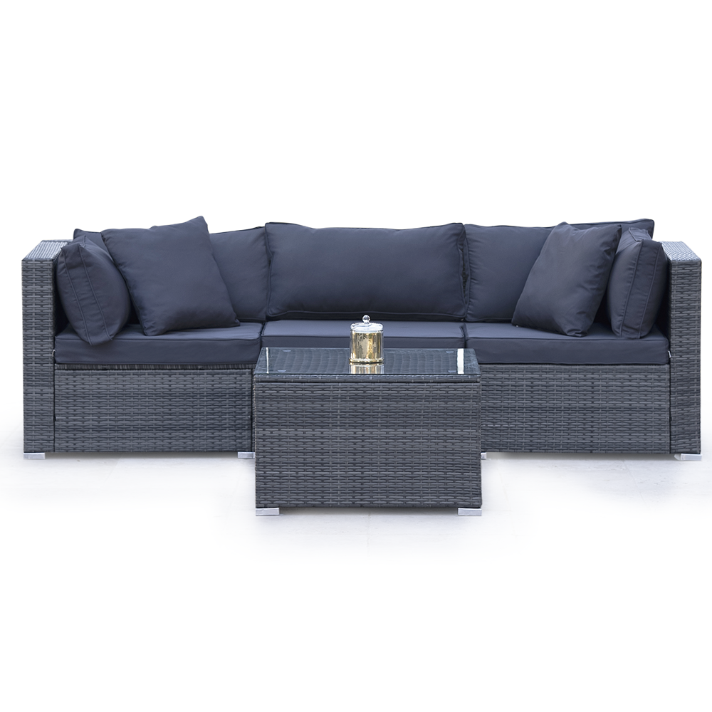 Modular UV-Resistant 4 Piece Outdoor Lounge Set, Grey by London Rattan