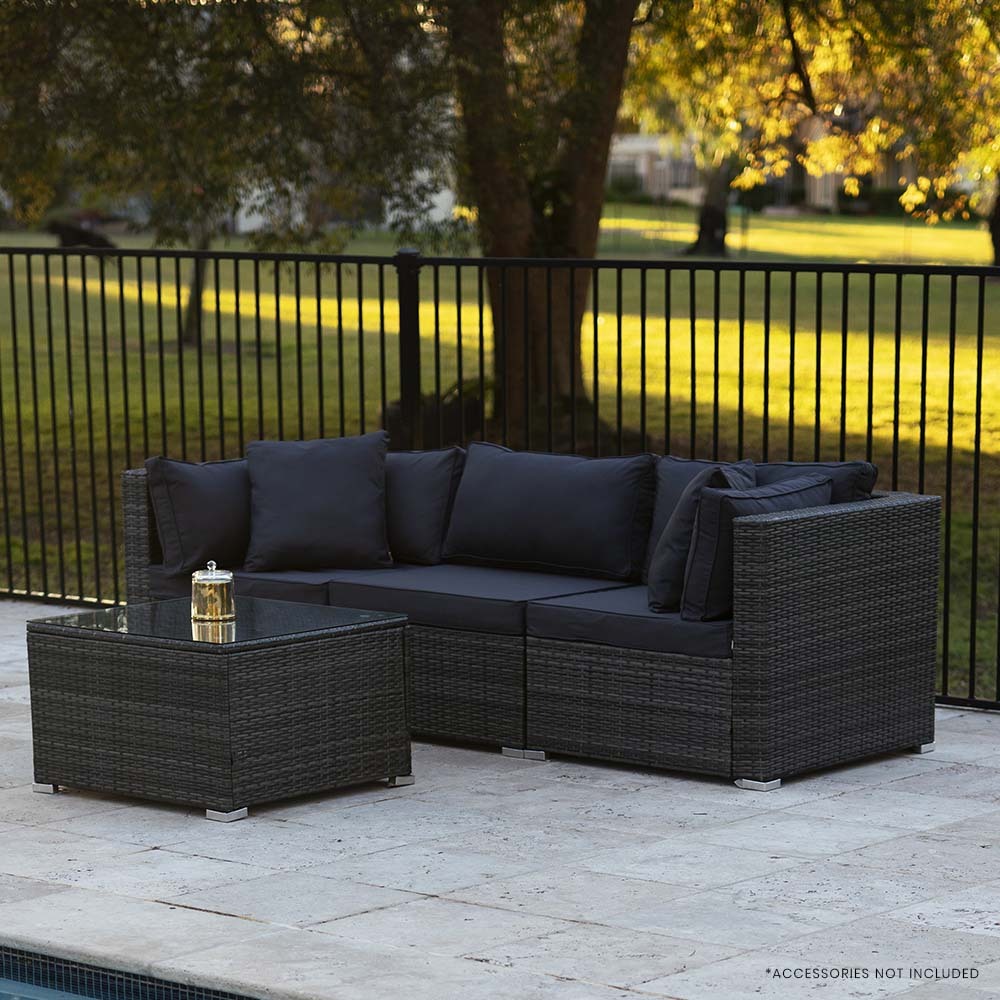 Modular UV-Resistant 4 Piece Outdoor Lounge Set, Grey by London Rattan