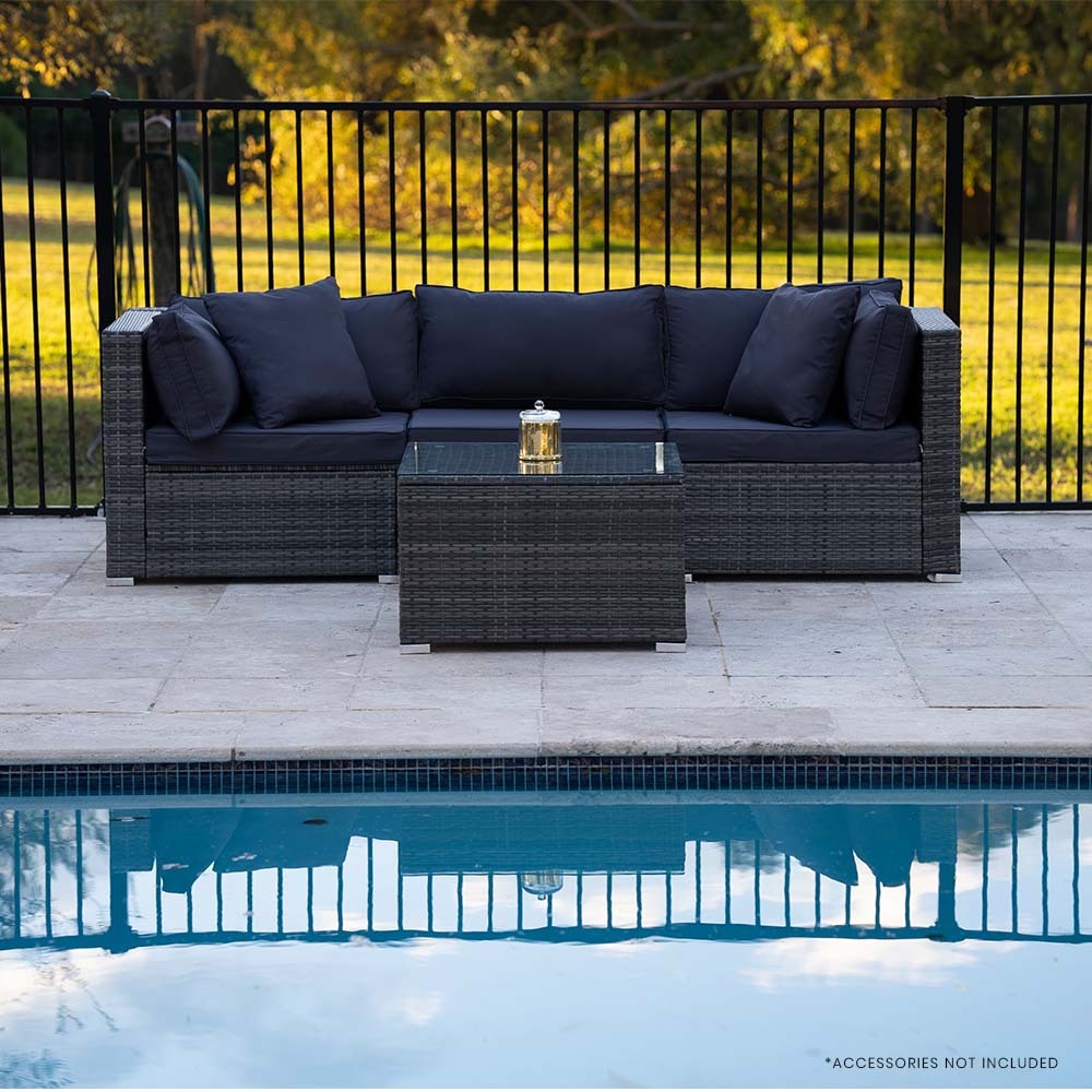 Modular UV-Resistant 4 Piece Outdoor Lounge Set, Grey by London Rattan