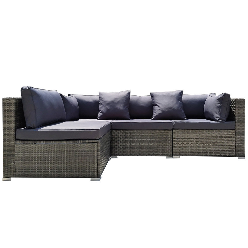 Modular 4 Seater Outdoor Lounge Set, Handwoven Wicker, London Rattan