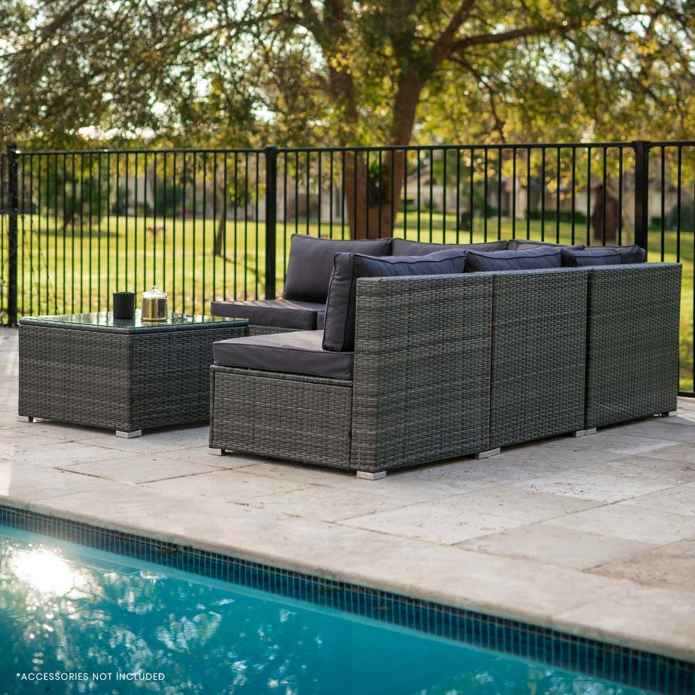 UV-Resistant Modular 5-Seater Outdoor Lounge Set - London Rattan