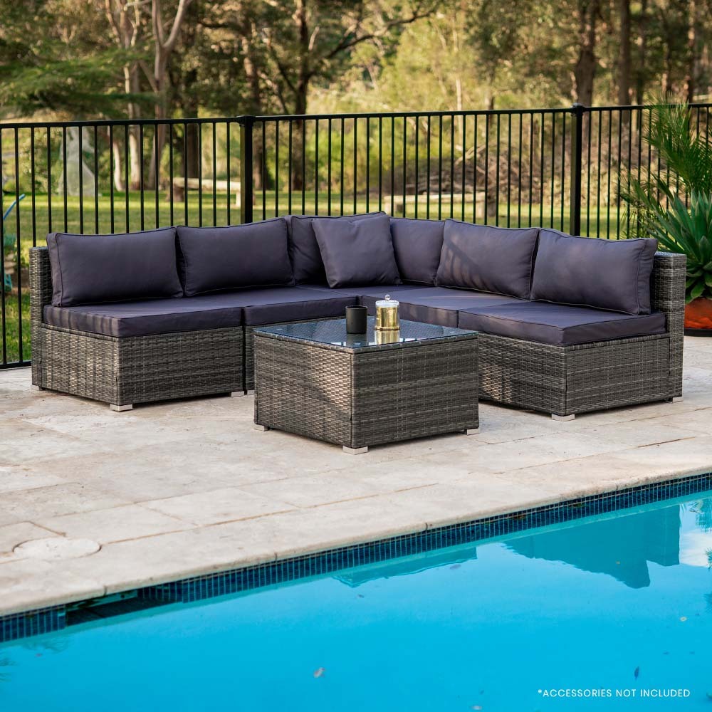 UV-Resistant Modular 5-Seater Outdoor Lounge Set - London Rattan