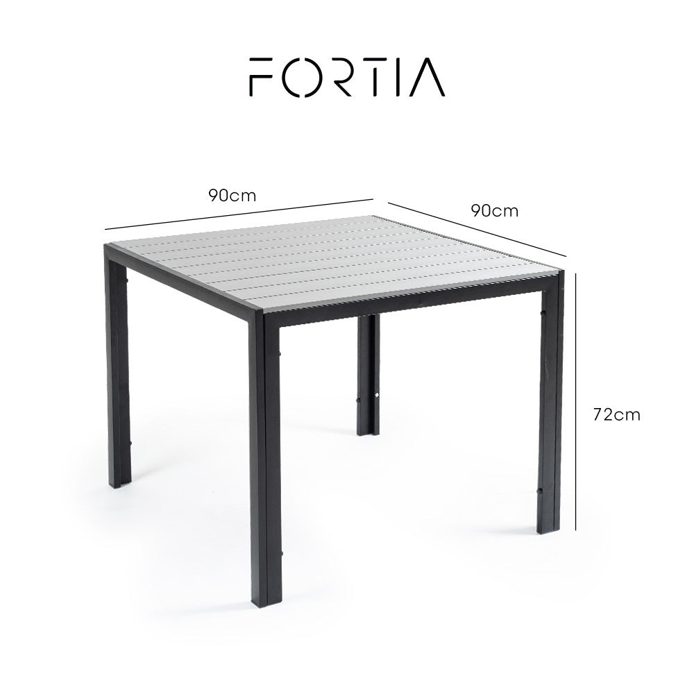 Fortia 90x90cm Square Outdoor Dining Table Black/Grey