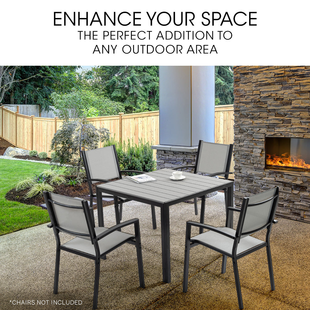 Fortia 90x90cm Square Outdoor Dining Table Black/Grey