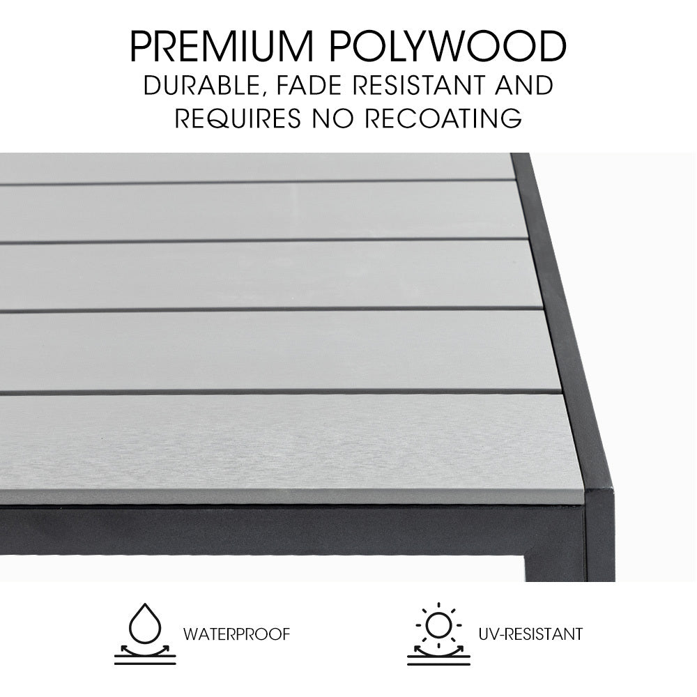 Fortia 90x90cm Square Outdoor Dining Table Black/Grey