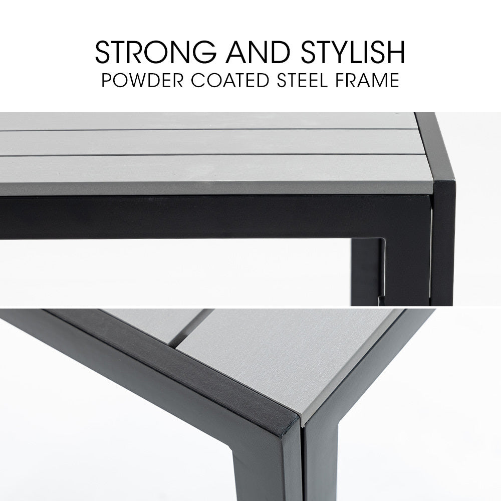 Fortia 90x90cm Square Outdoor Dining Table Black/Grey