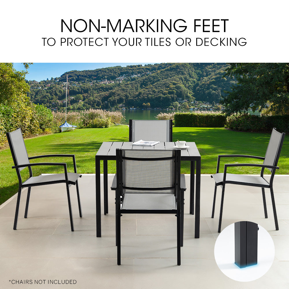 Fortia 90x90cm Square Outdoor Dining Table Black/Grey
