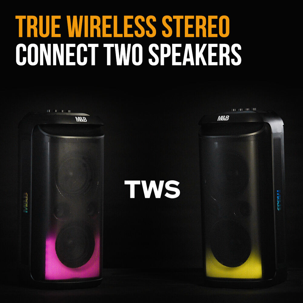 MB 120W Bluetooth Party Speaker Karaoke Mic IPX4 TWS RGB