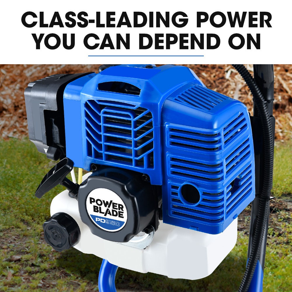 PowerBlade PD950 52cc Petrol Post Hole Digger 3 Auger Bits 600mm Extension