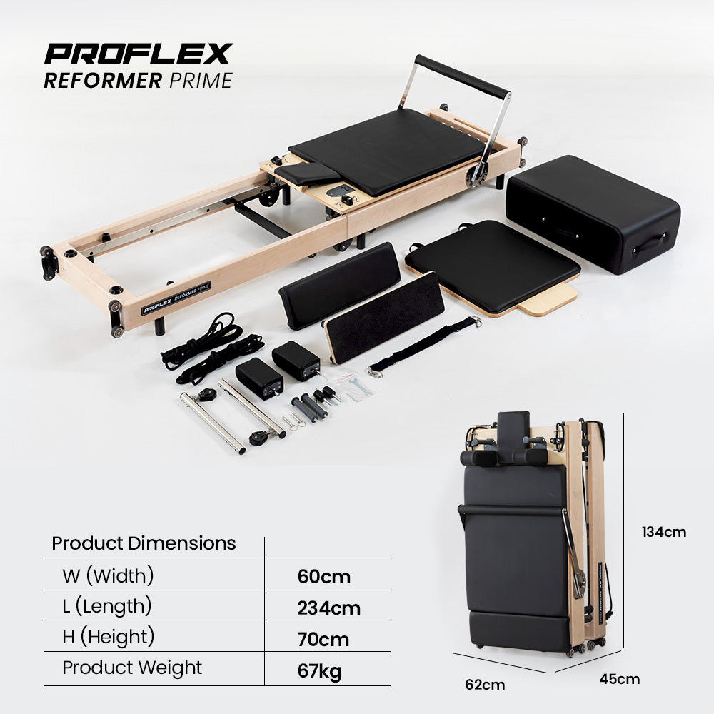 Proflex Reformer Prime Wooden Pilates Machine Folding with Jump Board