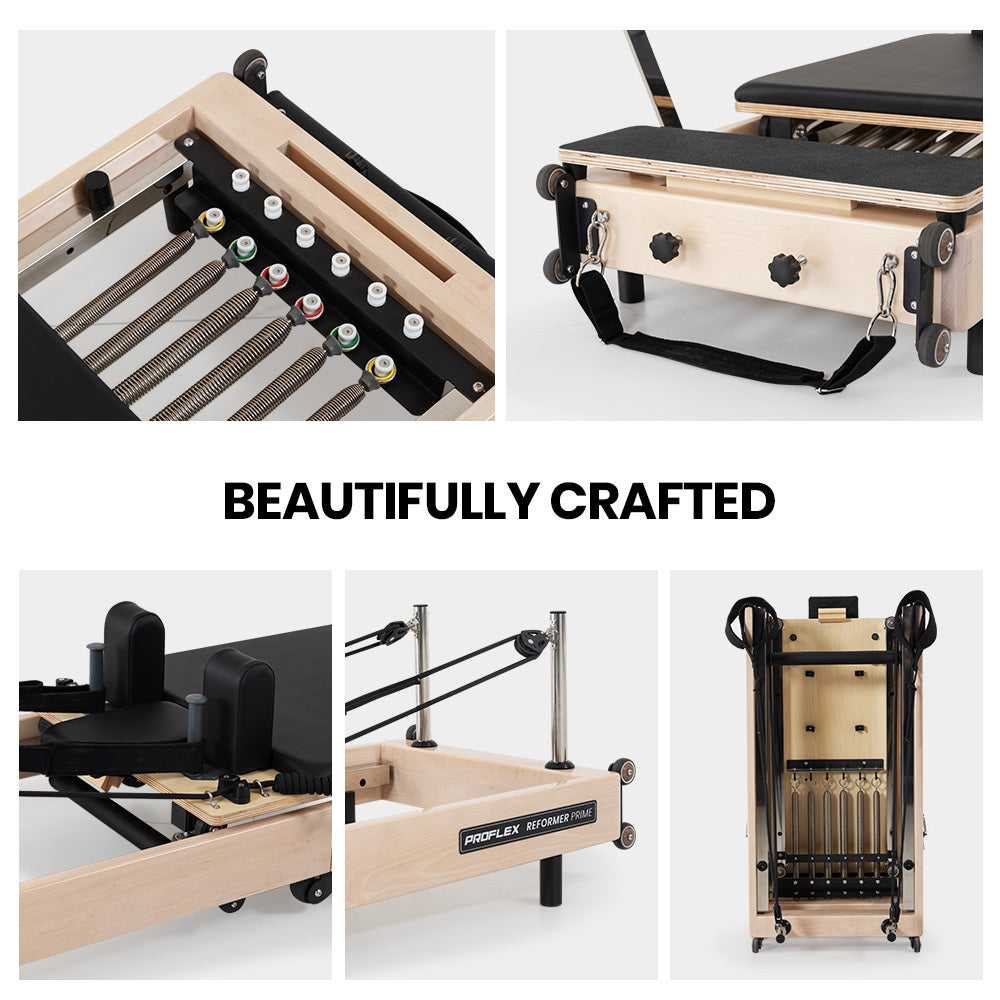 Proflex Reformer Prime Wooden Pilates Machine Folding with Jump Board