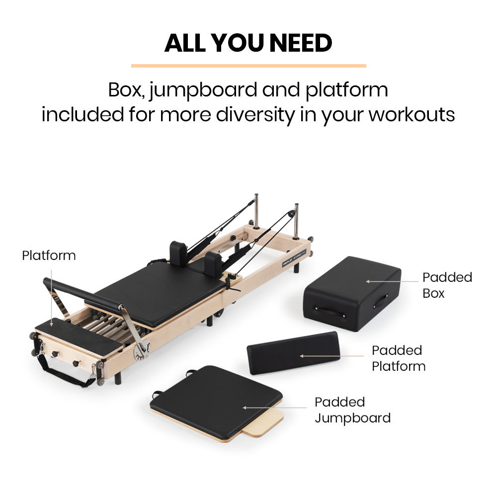 Proflex Reformer Prime Wooden Pilates Machine Folding with Jump Board