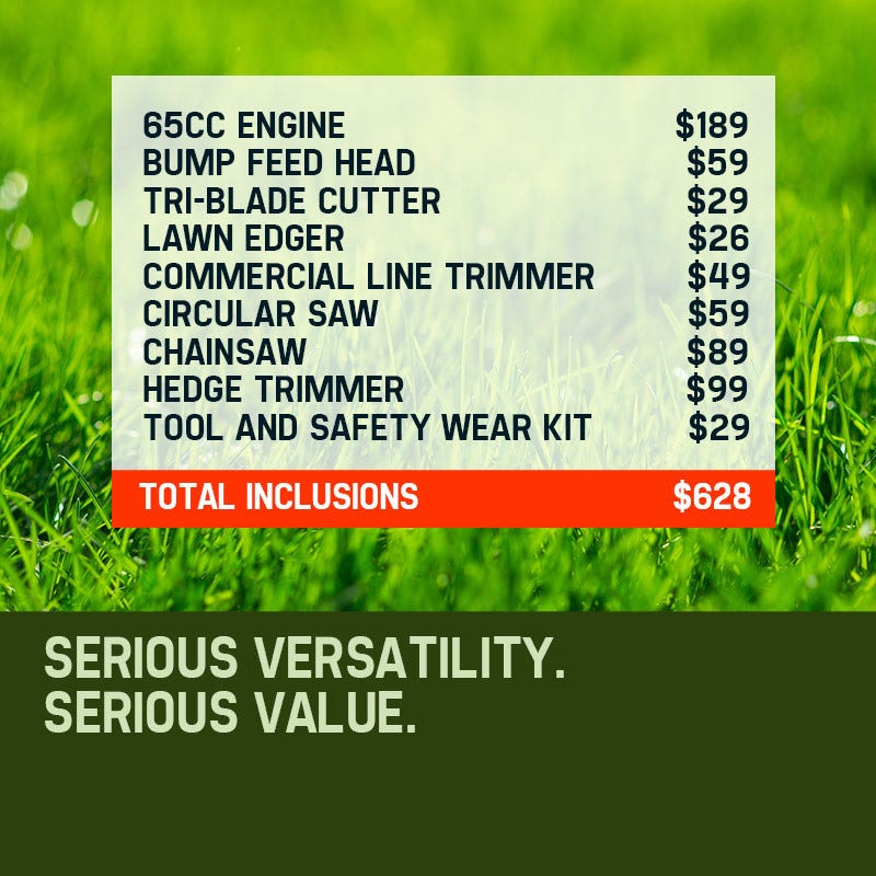 SMX720 65cc 7-in-1 Garden Multi-Tool Chainsaw Hedge Trimmer Brush Cutter