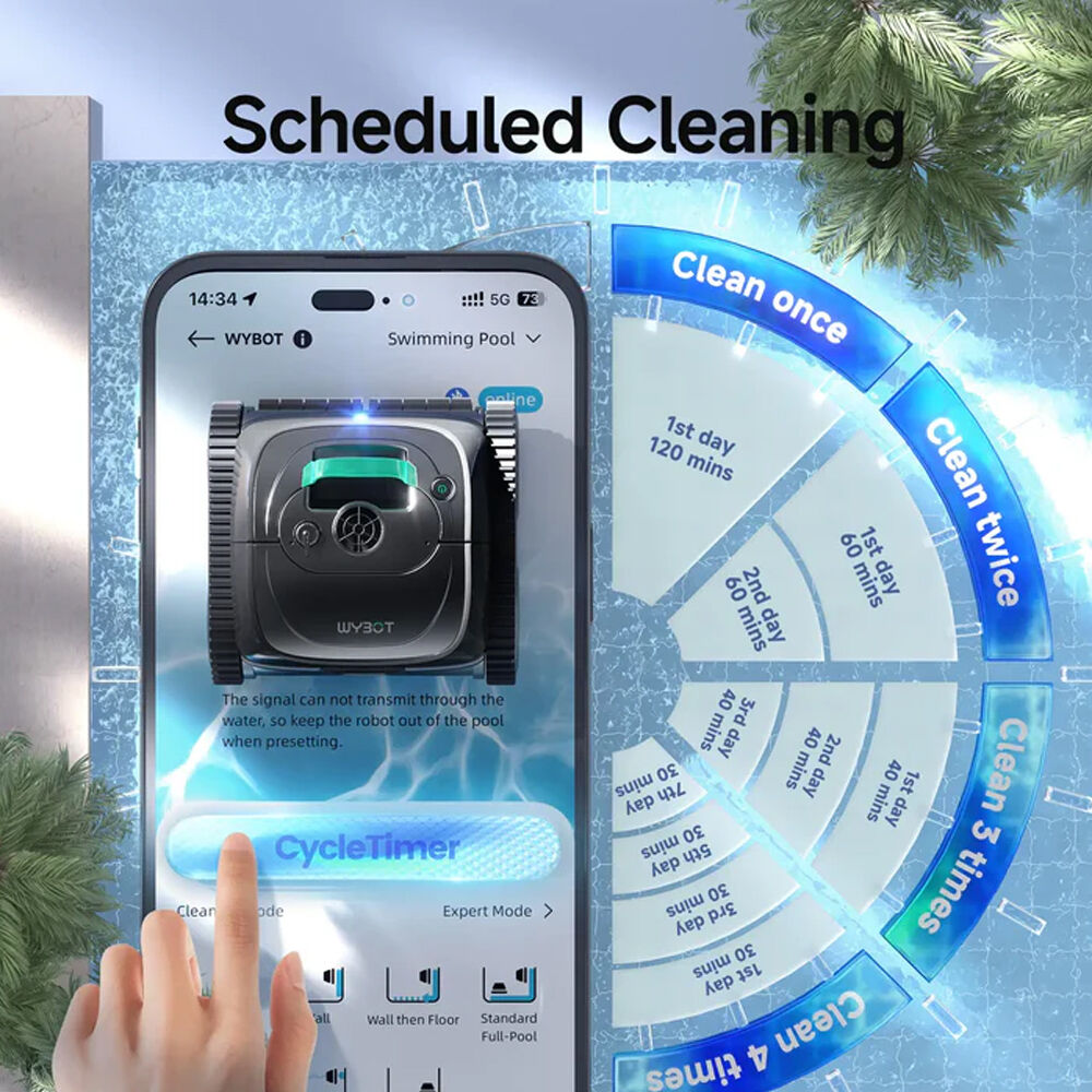 WYBOT C1 Cordless Robotic Pool Cleaner, with APP Control, Auto Vacuum Robot, Wall & Waterline Cleaning, Above Ground Inground up to 150sqm
