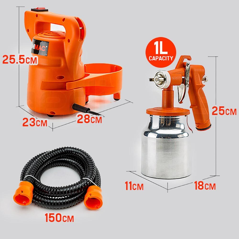 Lightweight HVLP Paint Sprayer Gun 450W 1L Tank - Unimac