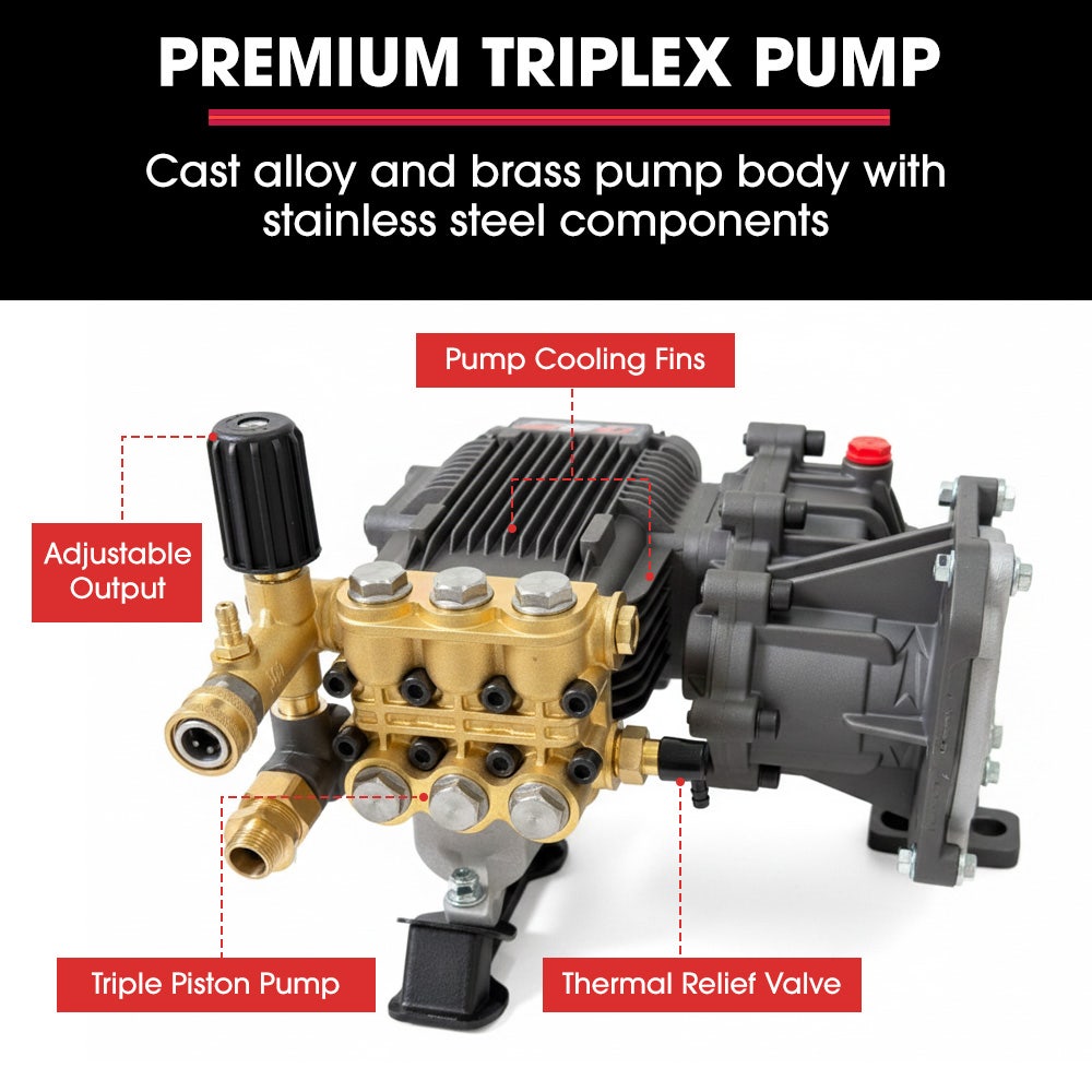 JET-USA Commercial Diesel High-Pressure Washer Cleaner, Electric Start 10hp 418cc, 15m Steel Braided Hose, Adjustable Triplex Pump - DX800