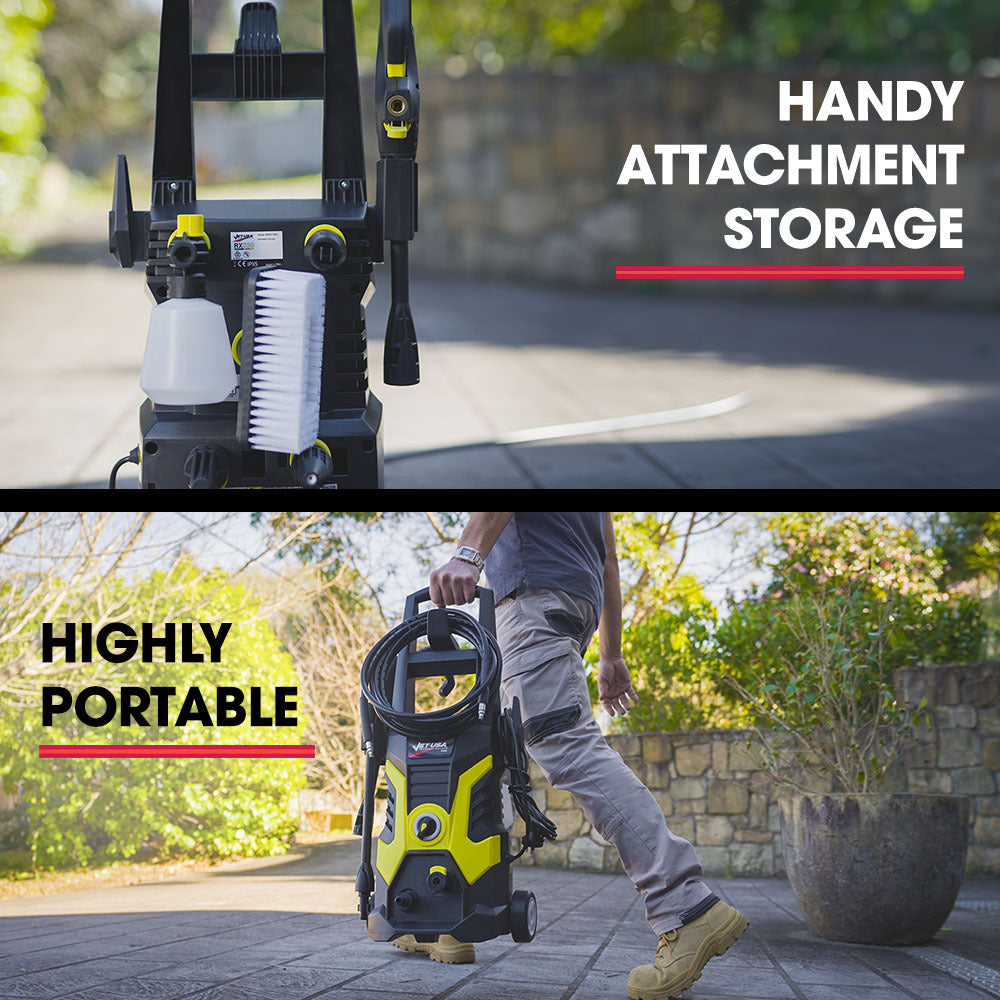 RX530 2400PSI Electric Pressure Washer 3 Nozzles Brush Head Detergent Bottle