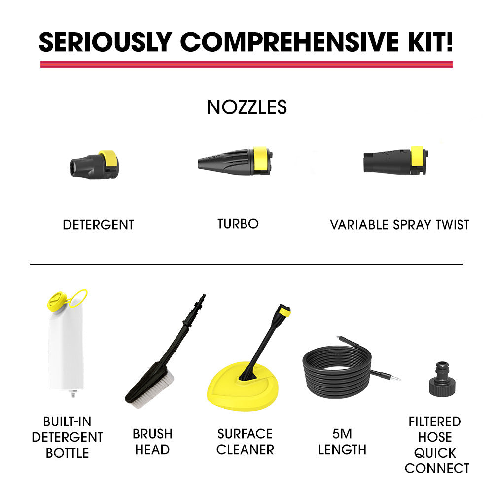 RX535 2600PSI Electric Pressure Washer 2 Nozzles Brush Head Deck Cleaner