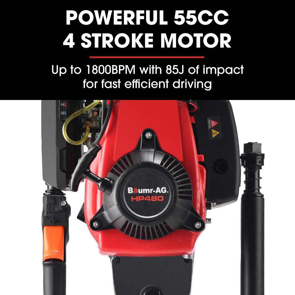 HP480 55cc 4-Stroke Petrol Post Driver with Piling Socket Sleeves