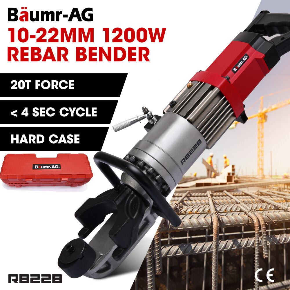 RB22B 10-22mm Heavy-Duty Electric Rebar Bender 1200W with Carry Case