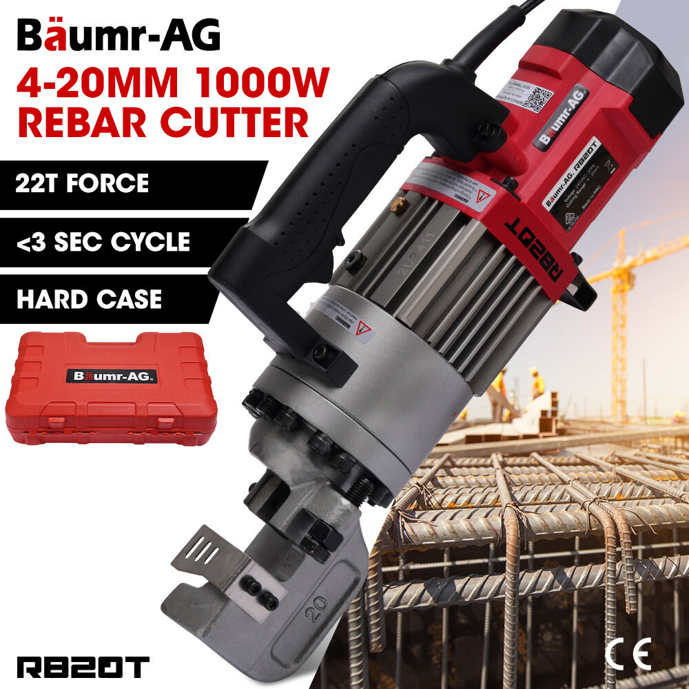 RB20T 4-20mm Electric Hydraulic Rebar Cutter 1000W with Carry Case