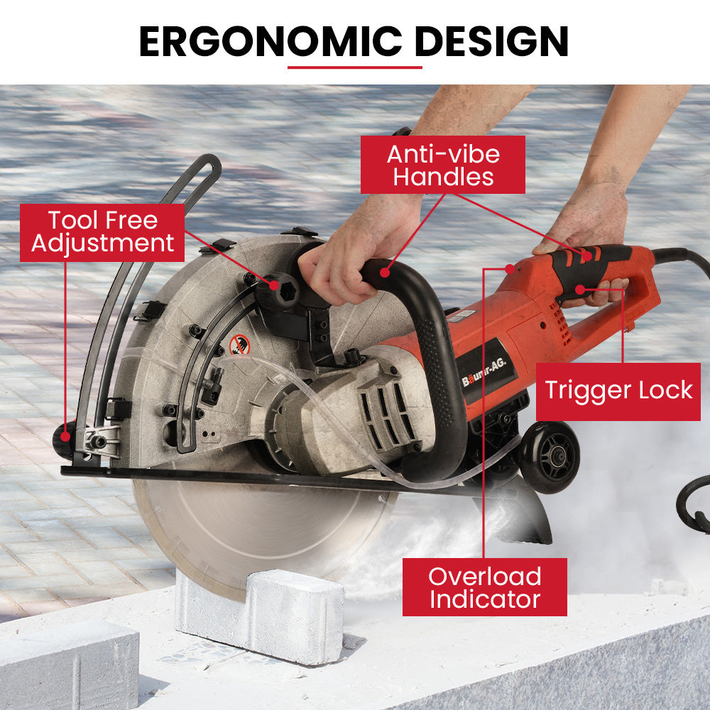 CSE-85 350mm Electric Concrete Demolition Saw Wet/Dry Cutting Diamond Blade