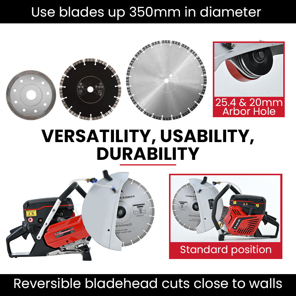 CSP-800 350mm Concrete Demolition Saw 74cc Wet/Dry Cutting Anti-Vibration