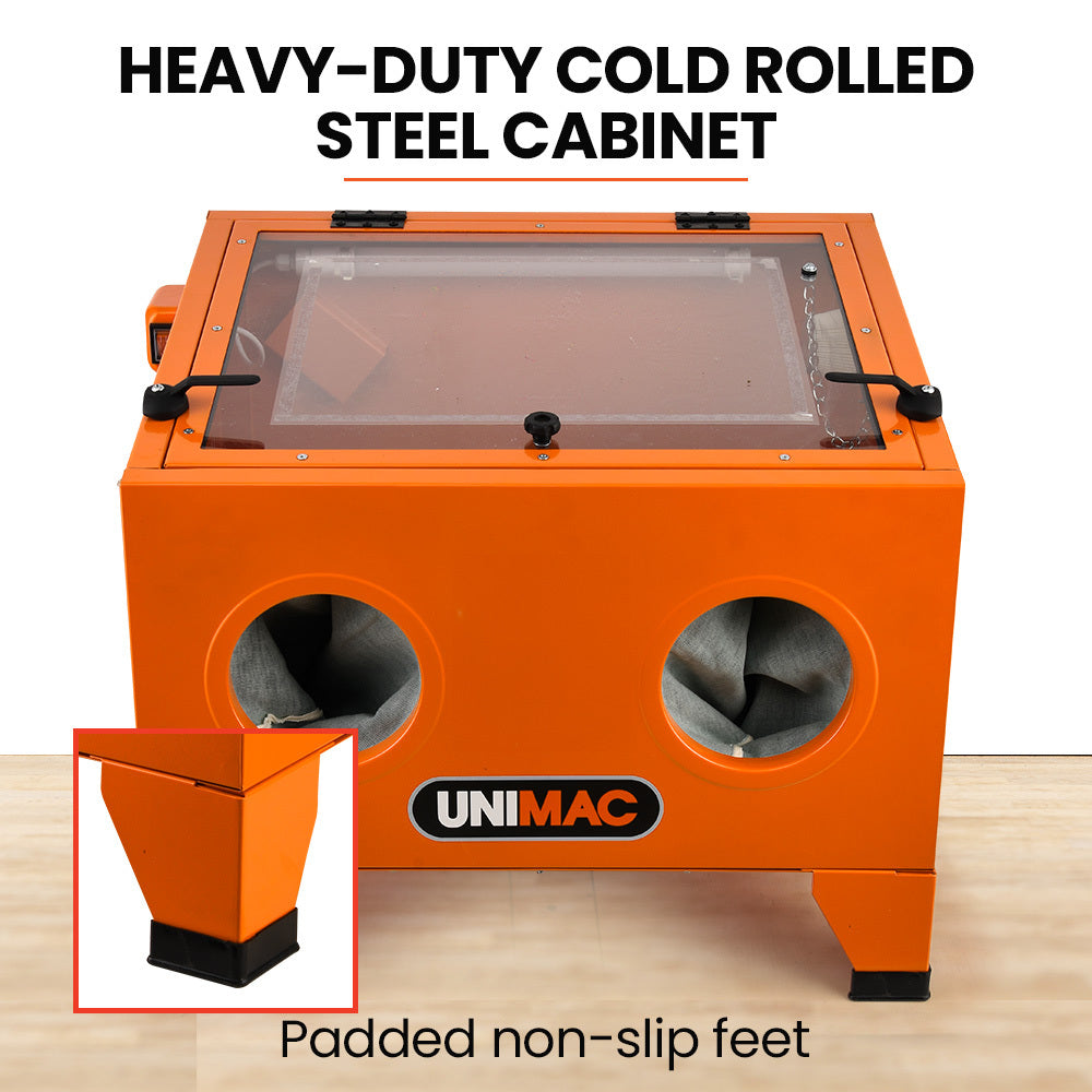 Unimac 90L Sandblasting Cabinet LED Heavy Duty Steel